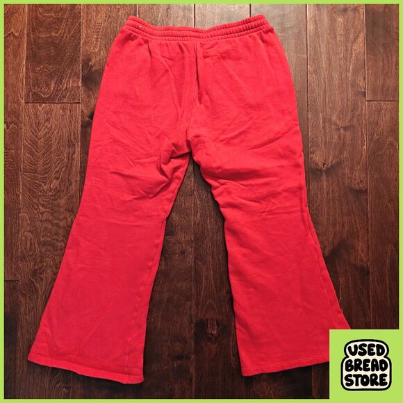 PINK Victorias Secret Flare Monogram Logo Capris Sweatpants Medium Red Soft Warm - Picture 2 of 5